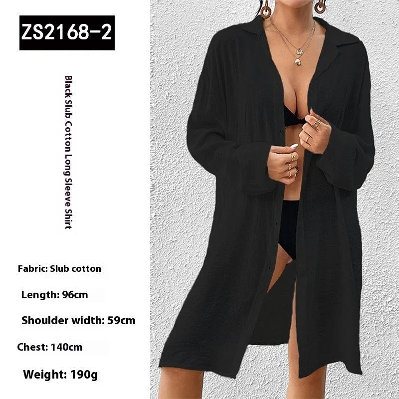 Tencel Slub Cotton Long-sleeved Shirt For Women CJDROPSHIPPING
