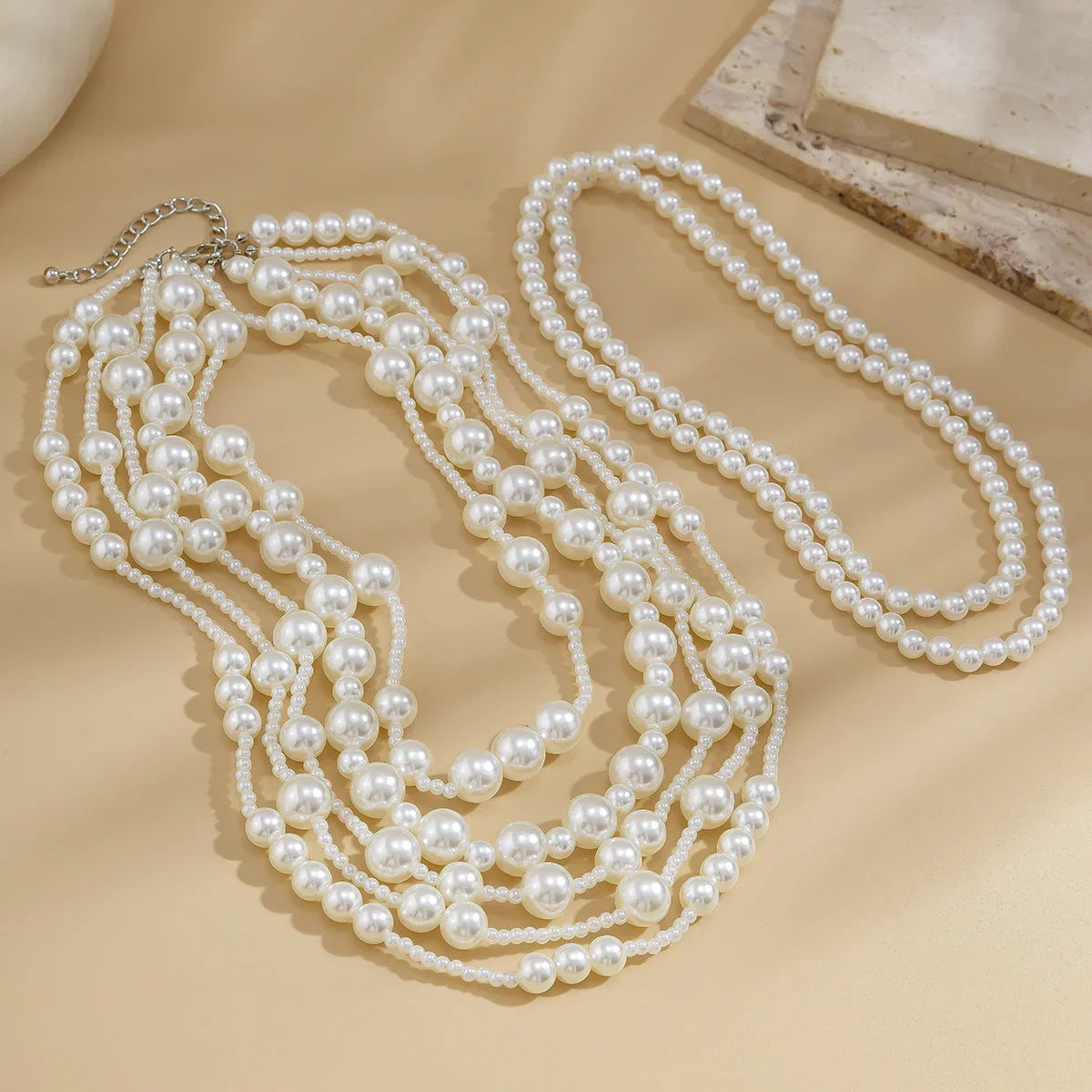 multi-layer imitation pearl necklace women's dress fashionable bride's small fragrance bead necklaces set eprolo