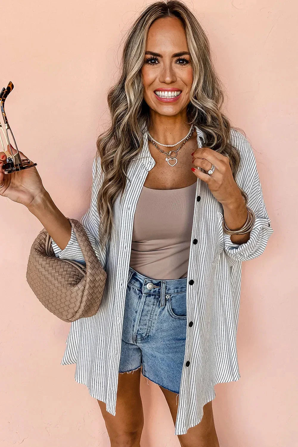 Striped Collared Neck Long Sleeve Shirt eprolo