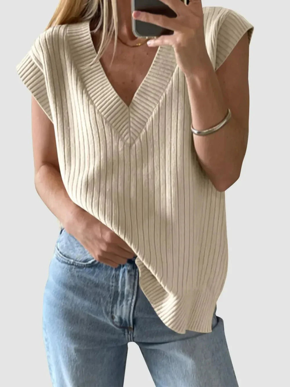 V-neck sleeveless casual loose pullover sweater vest eprolo