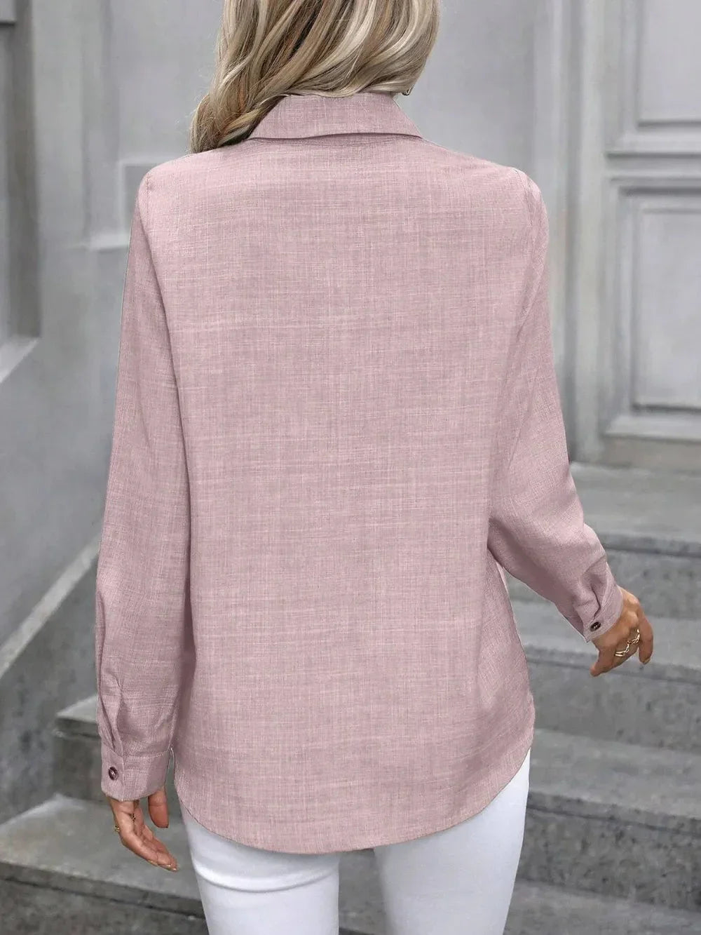 Button Up Collared Neck Long Sleeve Shirt eprolo