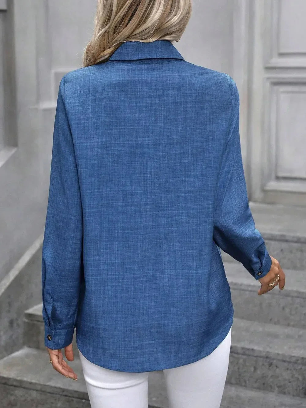Button Up Collared Neck Long Sleeve Shirt eprolo