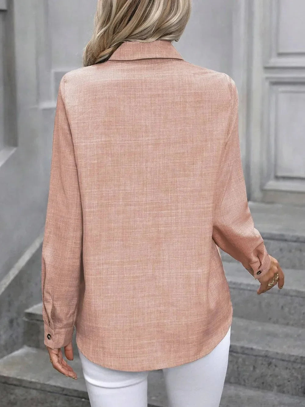 Button Up Collared Neck Long Sleeve Shirt eprolo