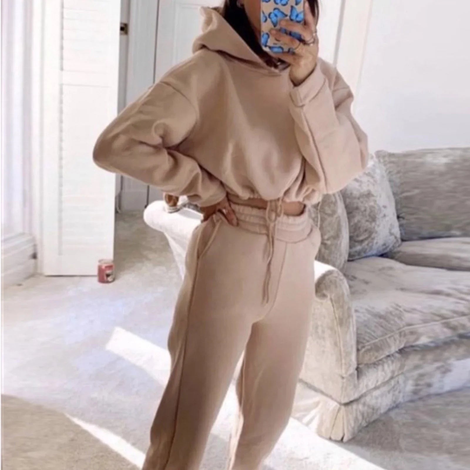 Jogging Suits For Women 2 Piece Sweatsuits Tracksuits Sexy Long Sleeve HoodieCasual Fitness Sportswear CJDROPSHIPPING