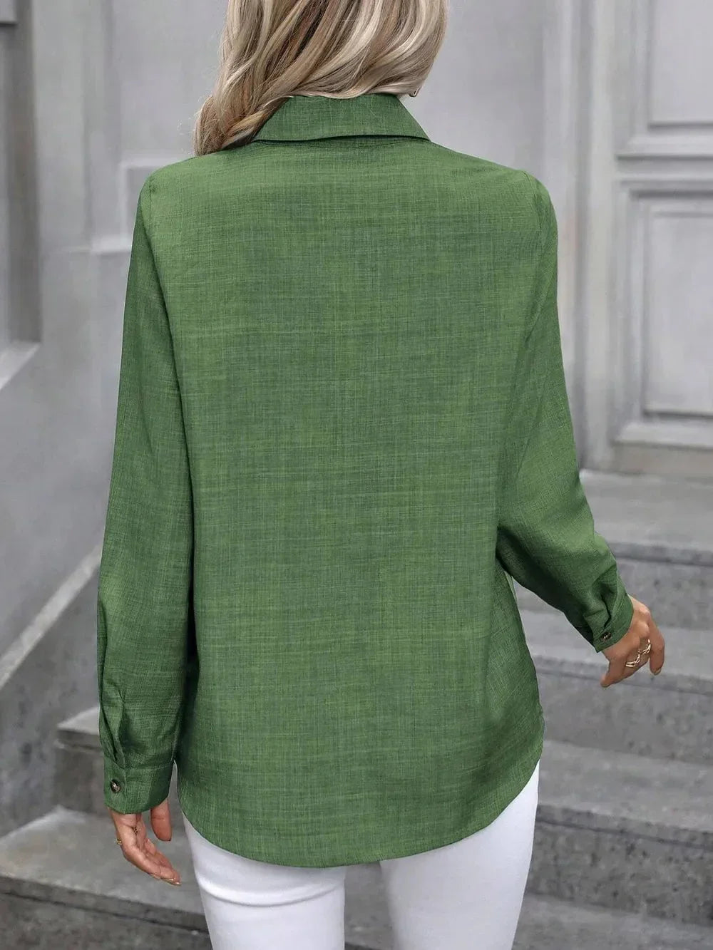 Button Up Collared Neck Long Sleeve Shirt eprolo