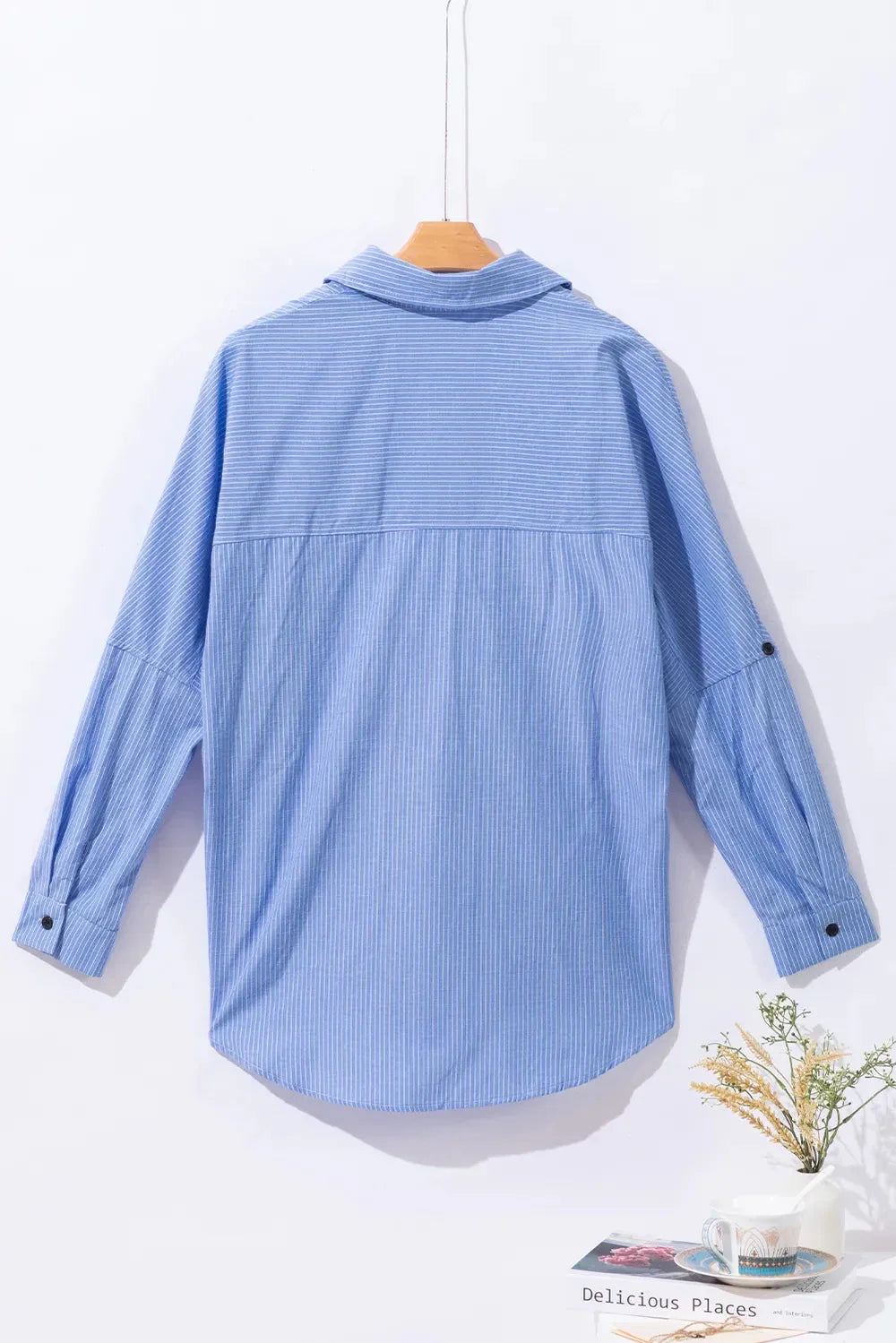 Striped Collared Neck Long Sleeve Shirt eprolo