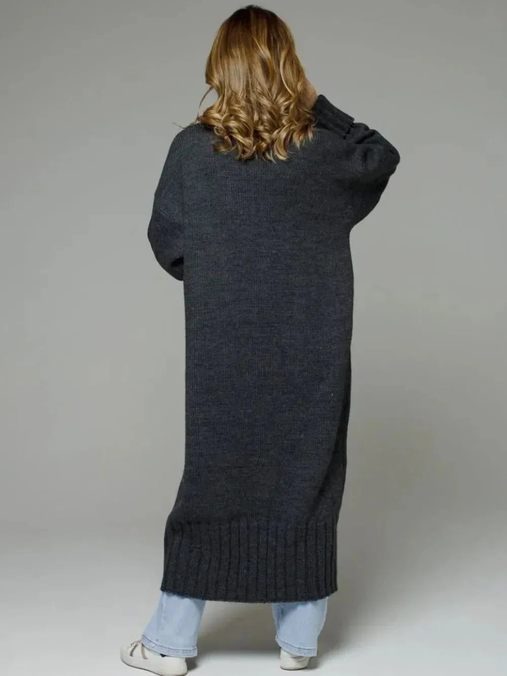 Pocketed Open Front Dropped Shoulder Cardigan eprolo