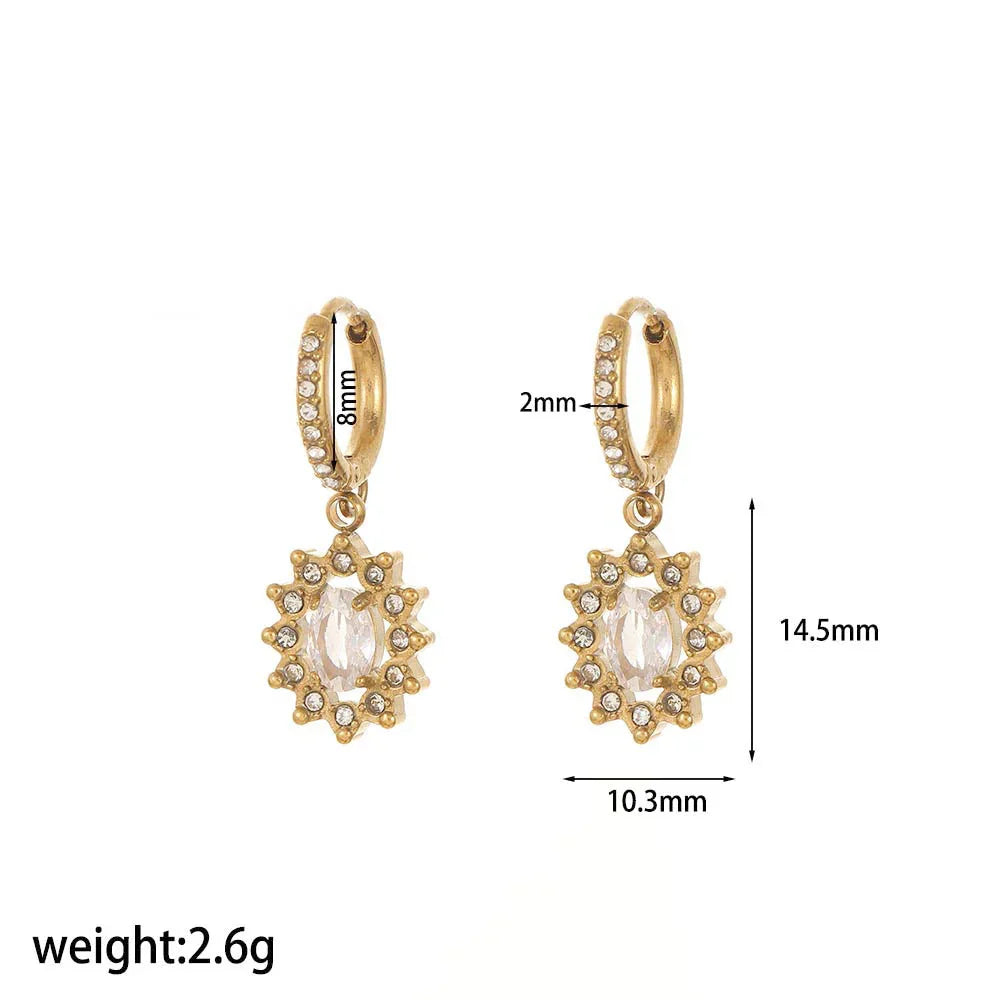 Red Style Light Luxury Rhinestone Zircon Stainless Steel Necklace Women's High-grade Earrings CJDROPSHIPPING