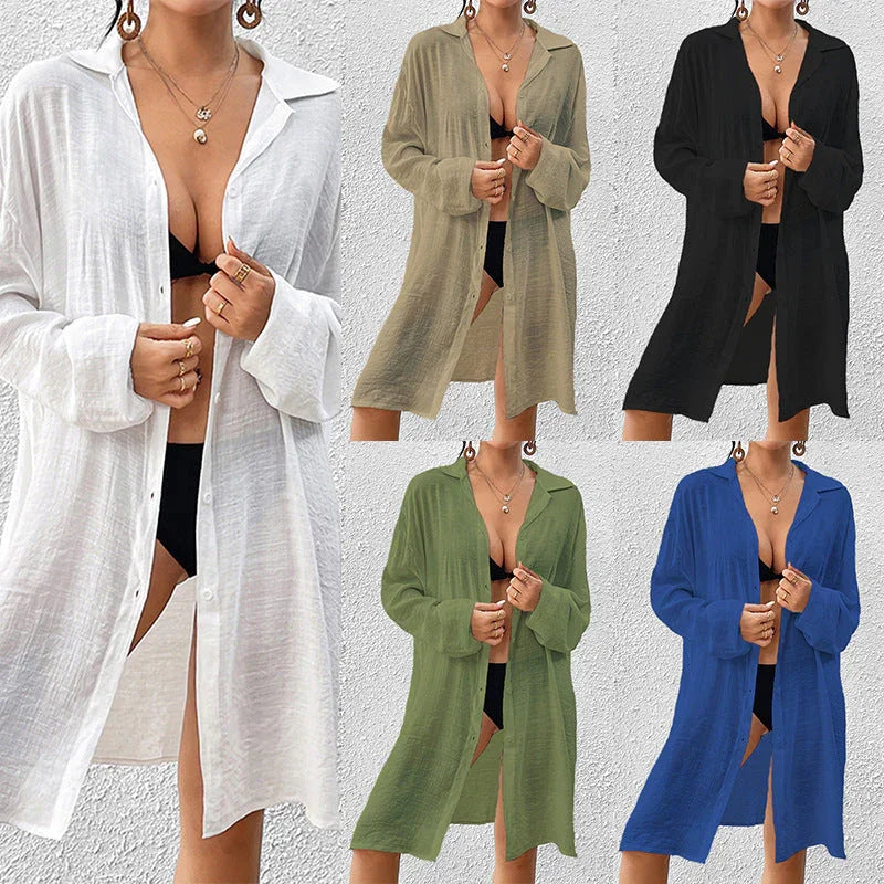 Tencel Slub Cotton Long-sleeved Shirt For Women CJDROPSHIPPING