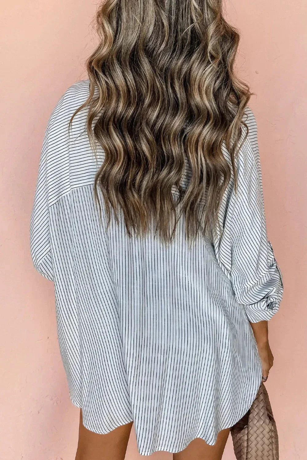 Striped Collared Neck Long Sleeve Shirt eprolo