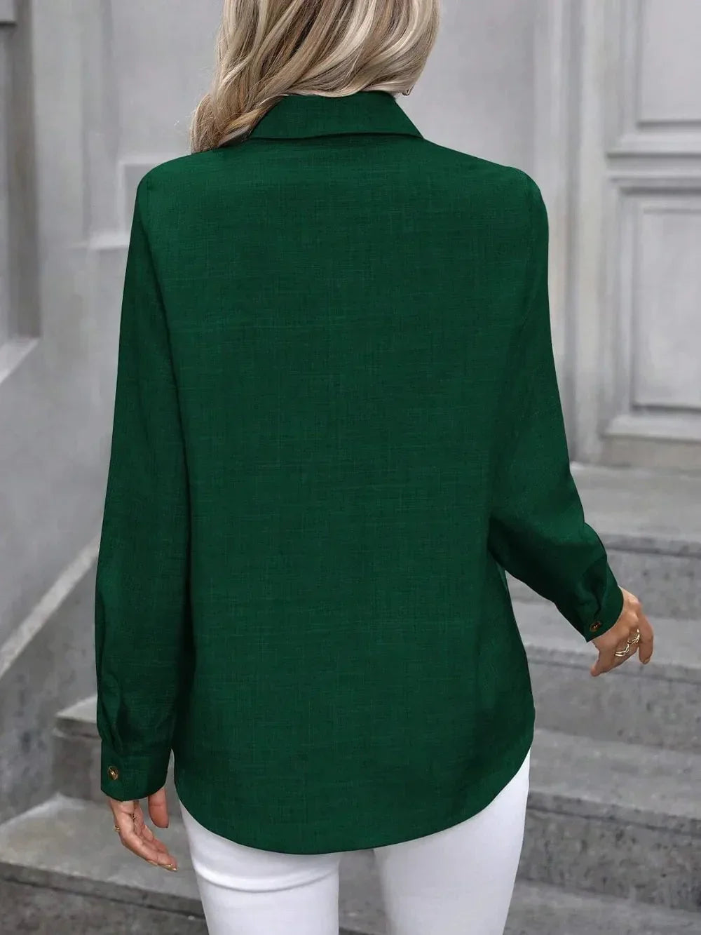 Button Up Collared Neck Long Sleeve Shirt eprolo