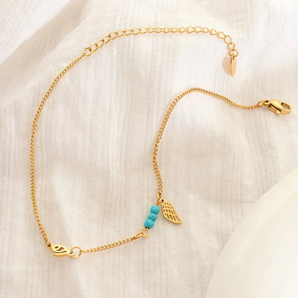 Titanium Steel Wing Shape Charm Anklet Bracelet eprolo