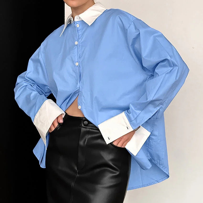 European and American design casual versatile shirt niche long sleeved top for women