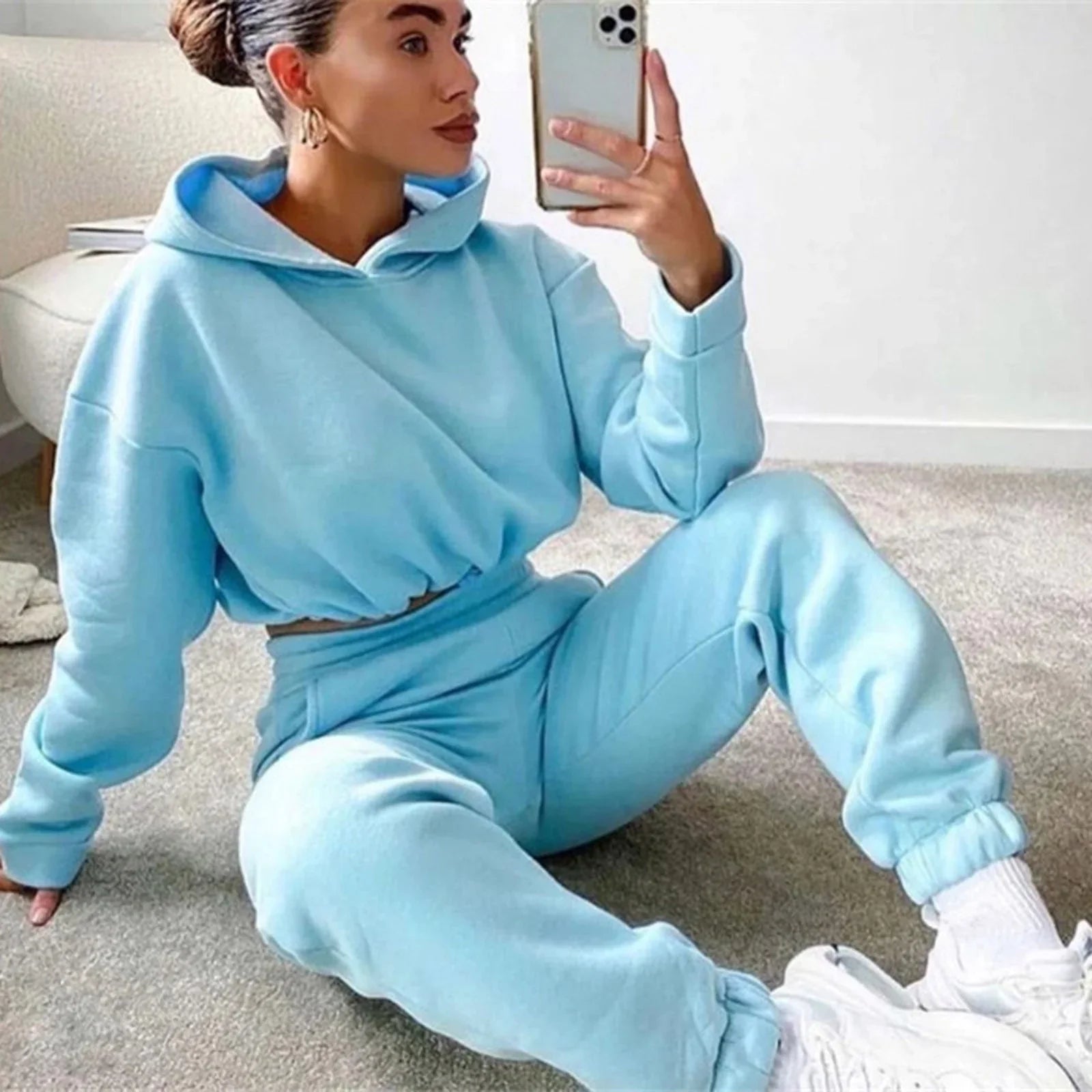 Jogging Suits For Women 2 Piece Sweatsuits Tracksuits Sexy Long Sleeve HoodieCasual Fitness Sportswear CJDROPSHIPPING