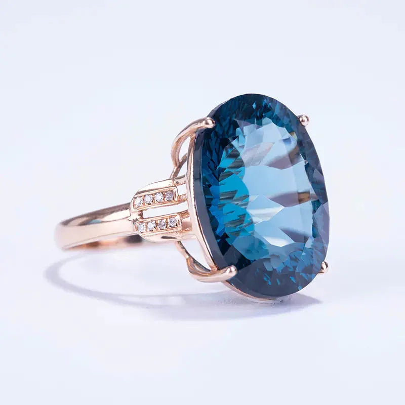 Imitation Sapphire Peacock Color Treasure Ring for Women ZENDROP