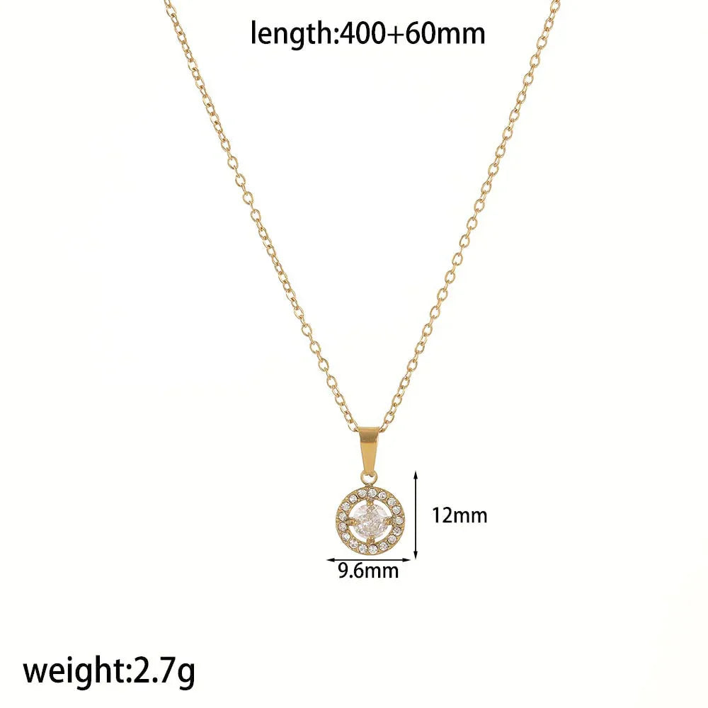 Red Style Light Luxury Rhinestone Zircon Stainless Steel Necklace Women's High-grade Earrings CJDROPSHIPPING