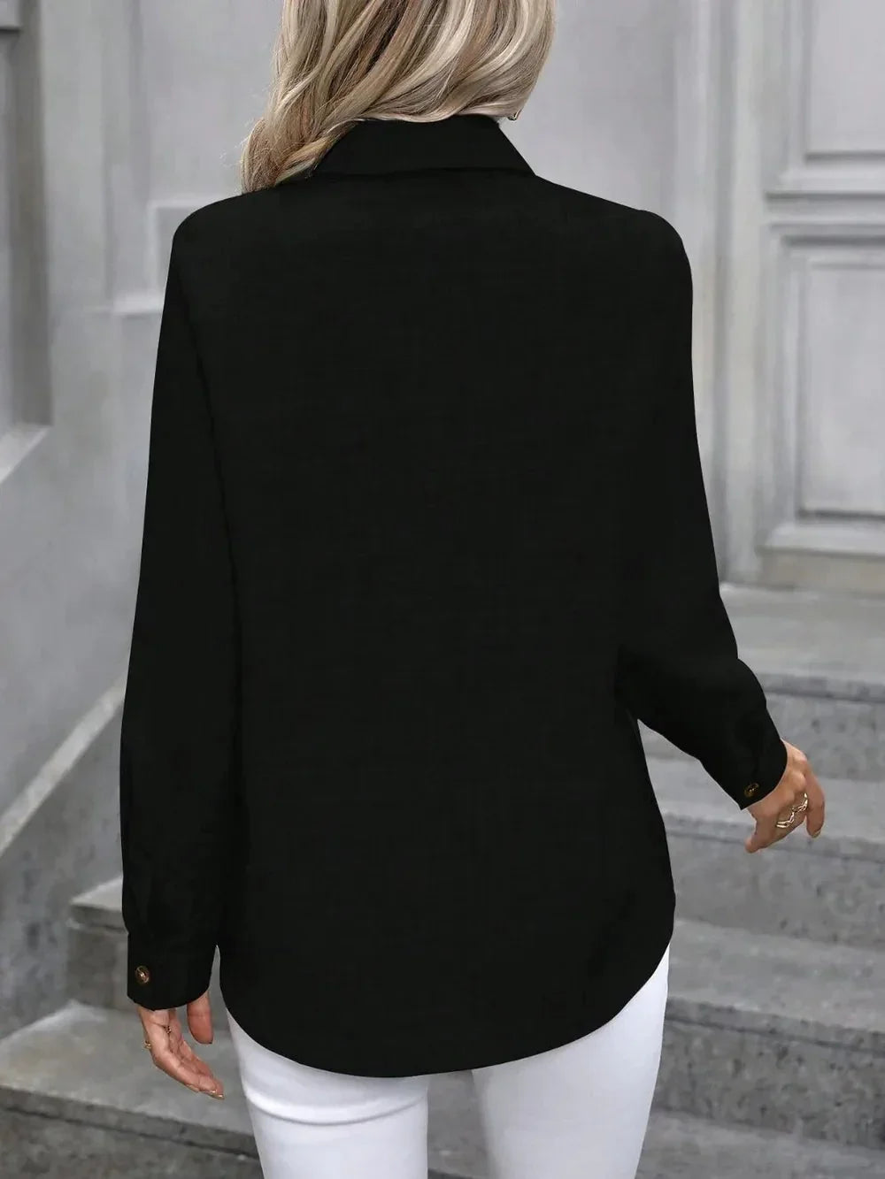 Button Up Collared Neck Long Sleeve Shirt eprolo