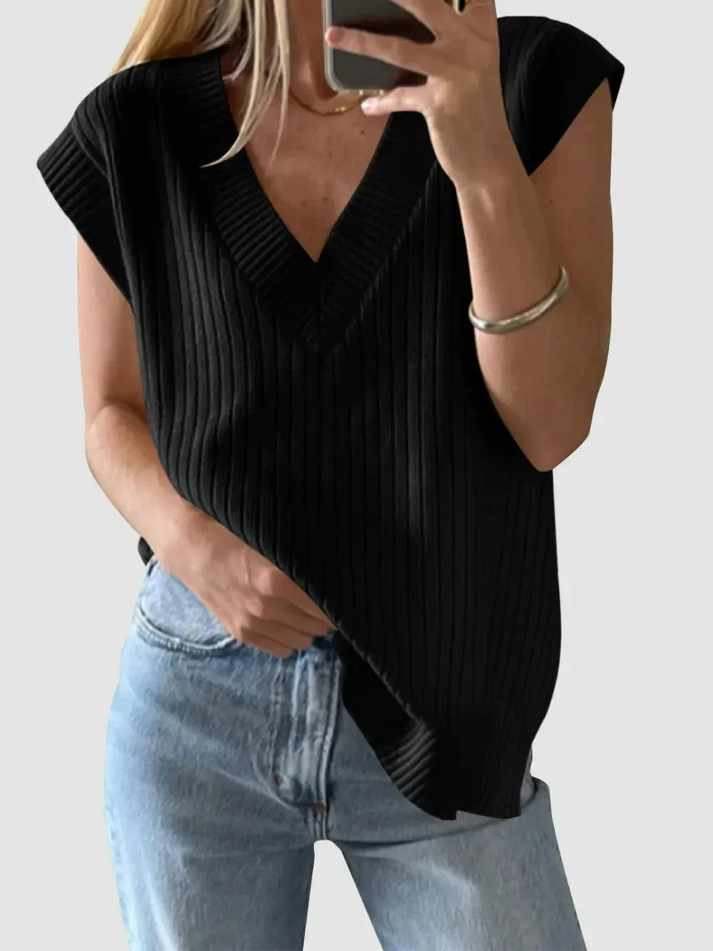 V-neck sleeveless casual loose pullover sweater vest eprolo