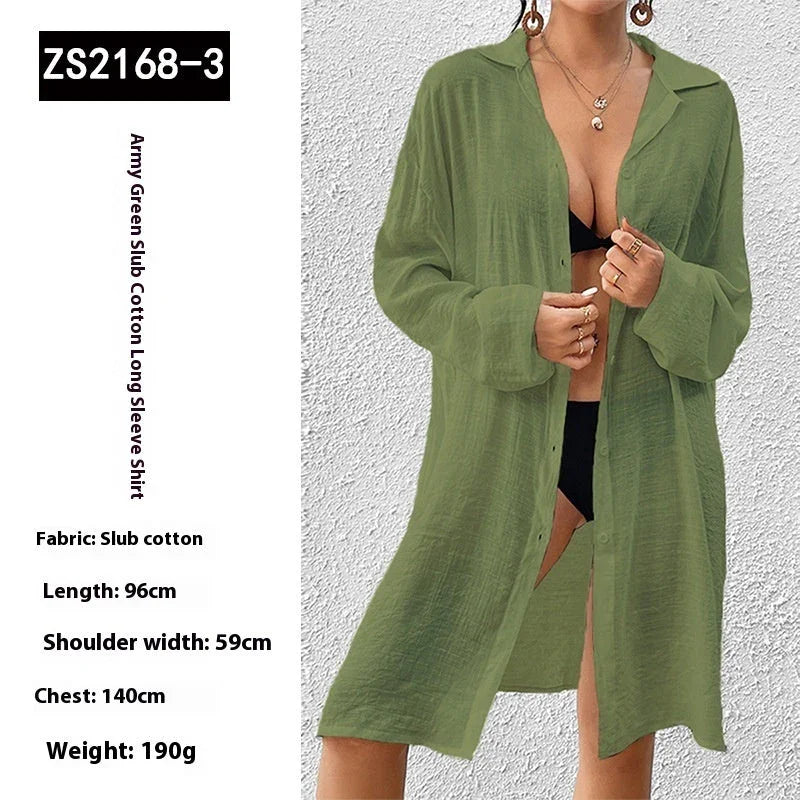 Tencel Slub Cotton Long-sleeved Shirt For Women CJDROPSHIPPING