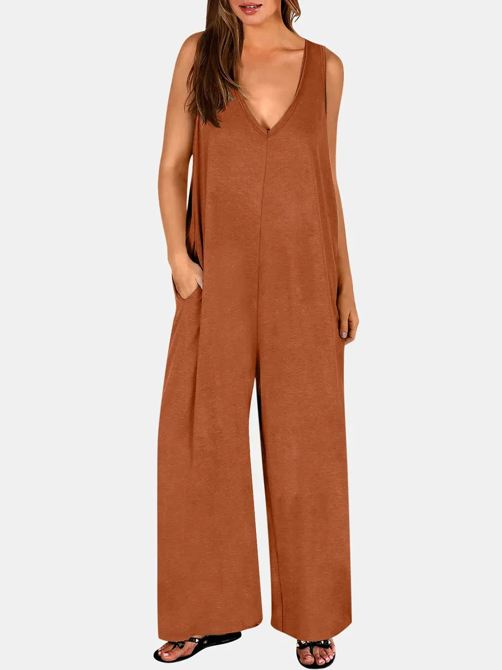 V-Neck Wide Strap Jumpsuit eprolo