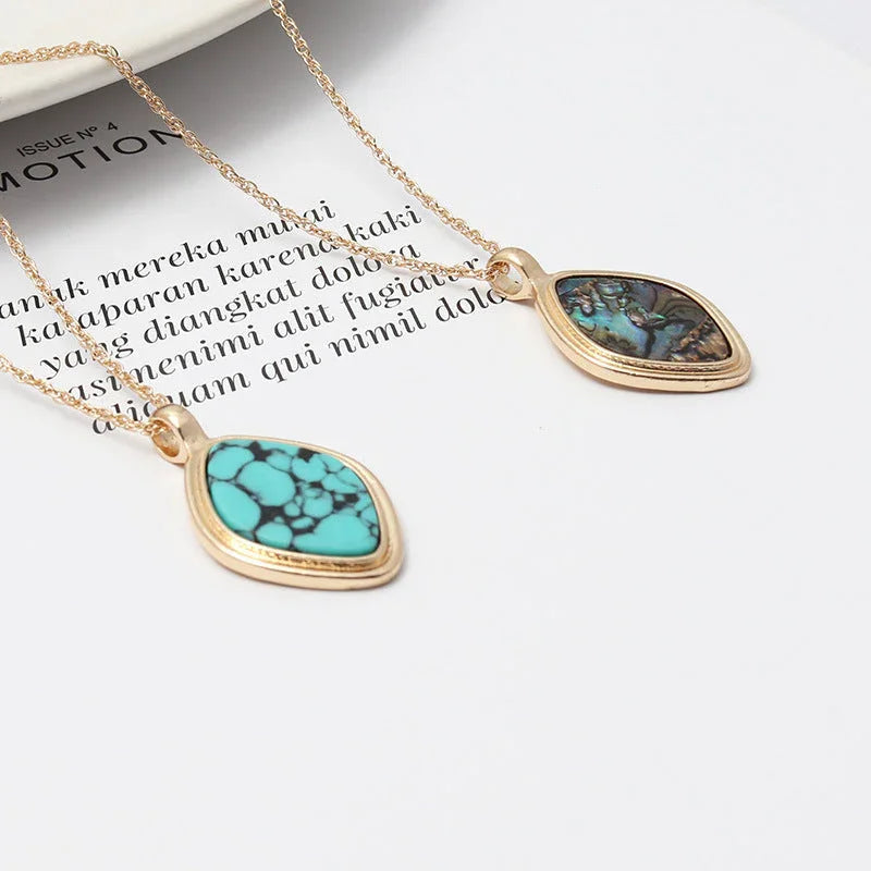 Abalone Shell Turquoise Inlaid Exquisite Short Chic Necklace CJDROPSHIPPING