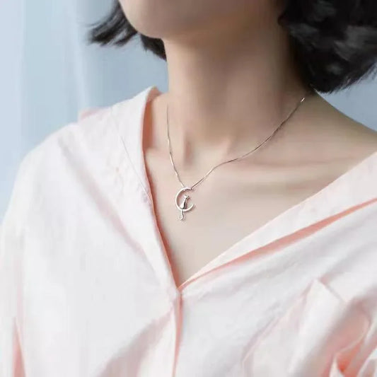 Sterling Silver Cat Charm Pendant Necklaces for Women New Fashion Jewely Small Chokers Necklaces Fine Jewelry eprolo
