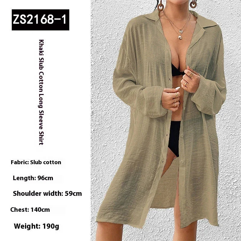 Tencel Slub Cotton Long-sleeved Shirt For Women CJDROPSHIPPING