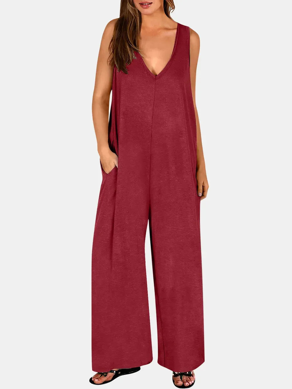 V-Neck Wide Strap Jumpsuit eprolo