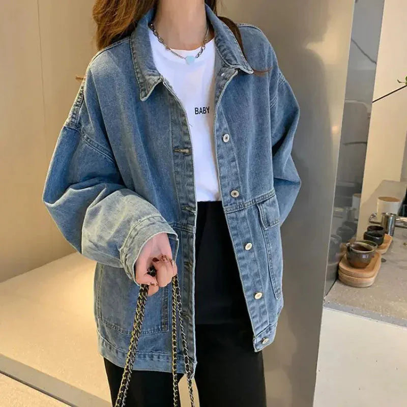 BF Style Patch Badge Denim Jacket for Women ZENDROP