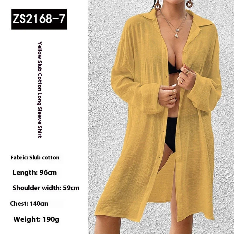 Tencel Slub Cotton Long-sleeved Shirt For Women CJDROPSHIPPING