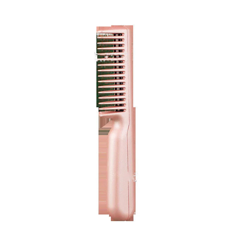 2 In 1 Wireless Straight Hair Comb Portable USB Charging Negative -Ion Smoothing Straightener Curling Comb Hair Brush CJDROPSHIPPING