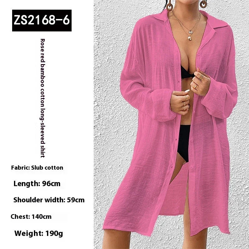 Tencel Slub Cotton Long-sleeved Shirt For Women CJDROPSHIPPING