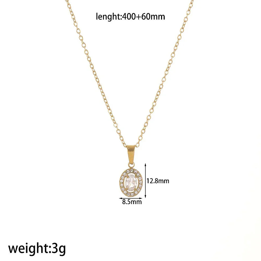 Red Style Light Luxury Rhinestone Zircon Stainless Steel Necklace Women's High-grade Earrings CJDROPSHIPPING
