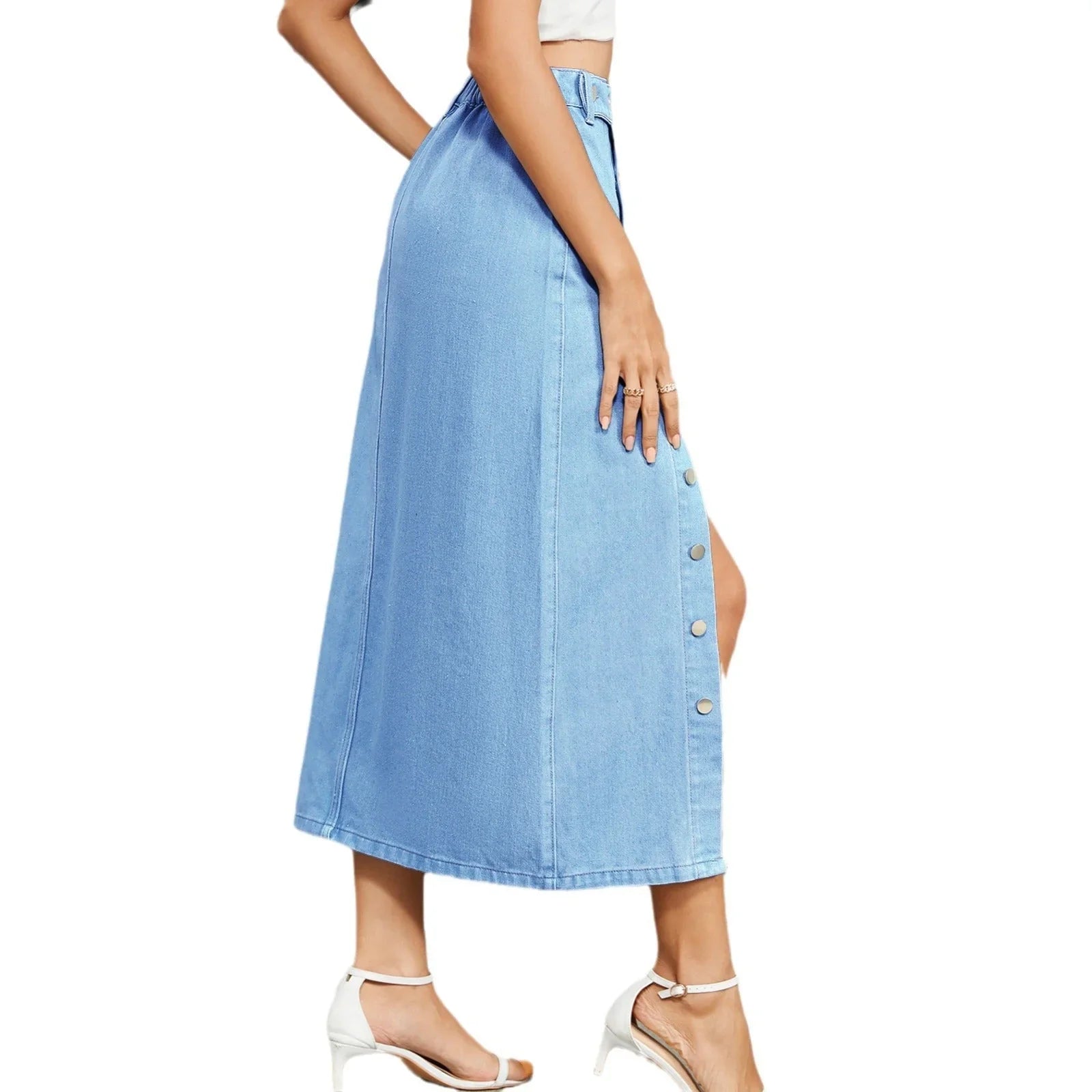 European and American semi elastic denim workwear casual skirt half skirt for women eprolo
