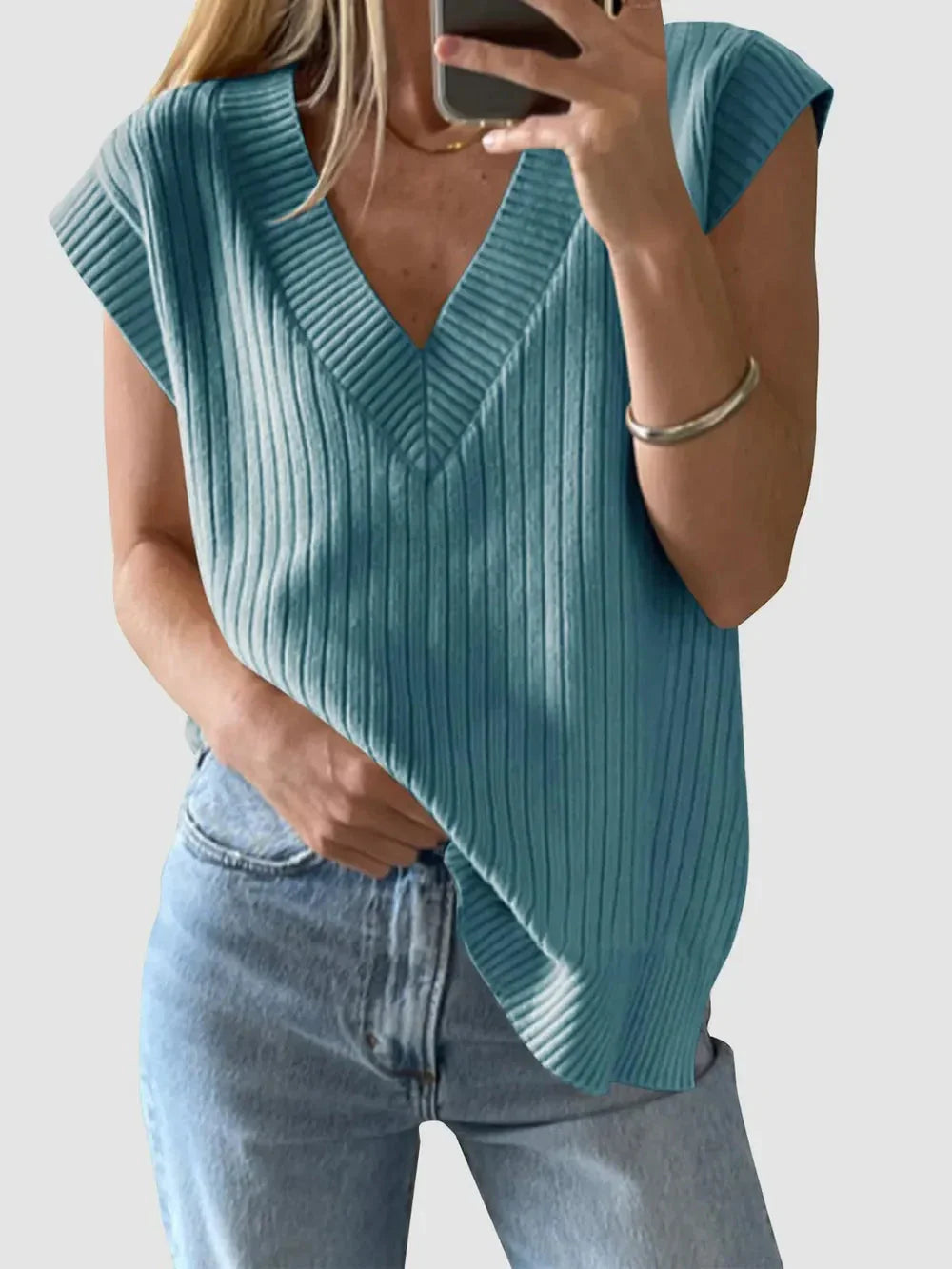 V-neck sleeveless casual loose pullover sweater vest eprolo