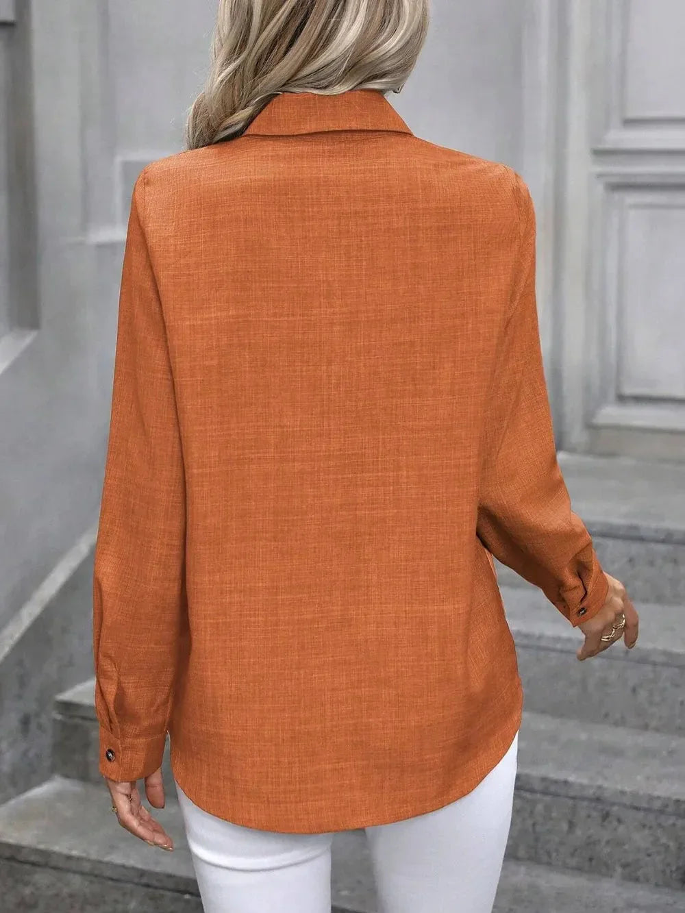 Button Up Collared Neck Long Sleeve Shirt eprolo