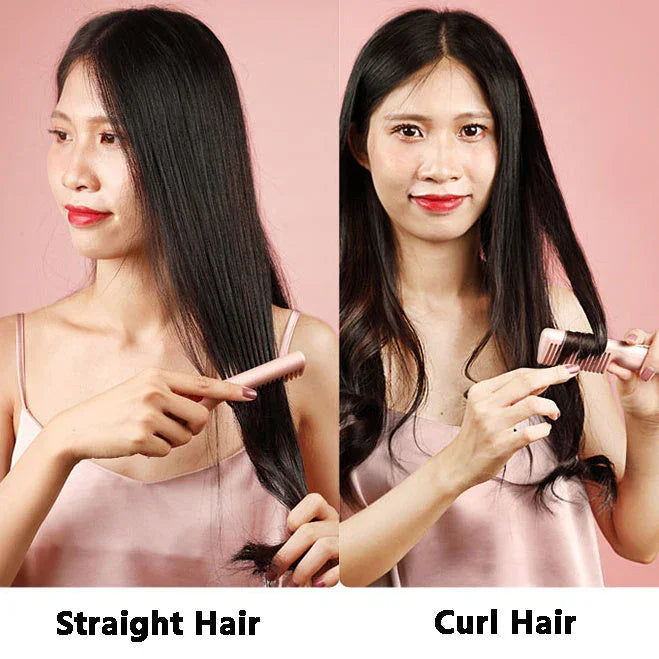 2 In 1 Wireless Straight Hair Comb Portable USB Charging Negative -Ion Smoothing Straightener Curling Comb Hair Brush CJDROPSHIPPING