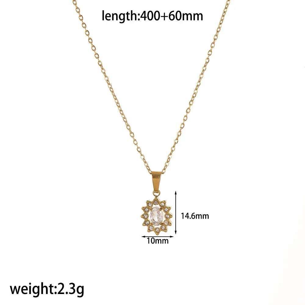 Red Style Light Luxury Rhinestone Zircon Stainless Steel Necklace Women's High-grade Earrings CJDROPSHIPPING