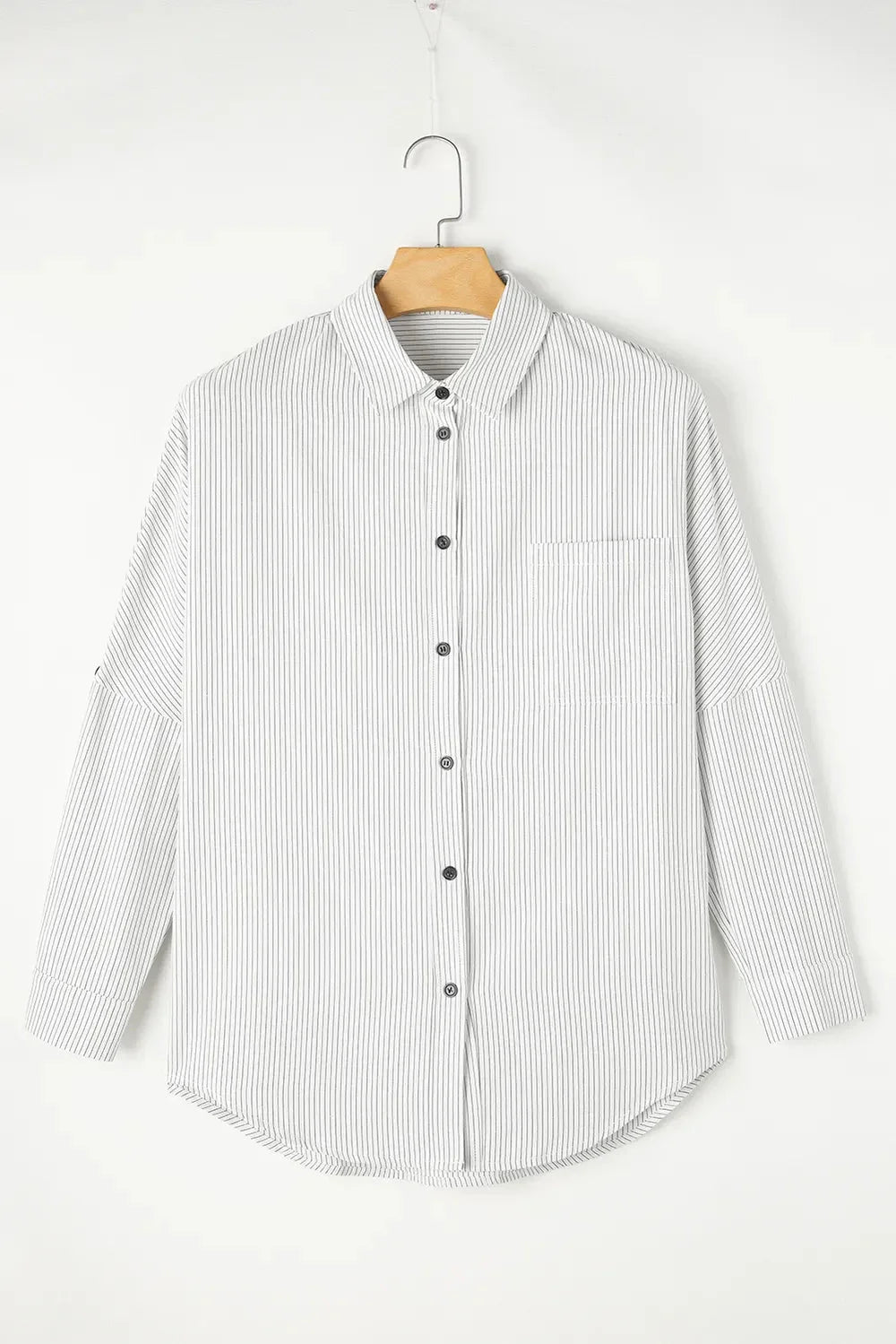 Striped Collared Neck Long Sleeve Shirt eprolo