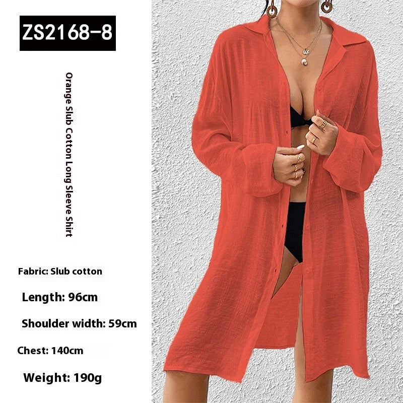 Tencel Slub Cotton Long-sleeved Shirt For Women CJDROPSHIPPING