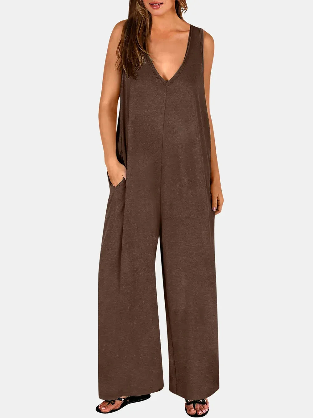V-Neck Wide Strap Jumpsuit eprolo