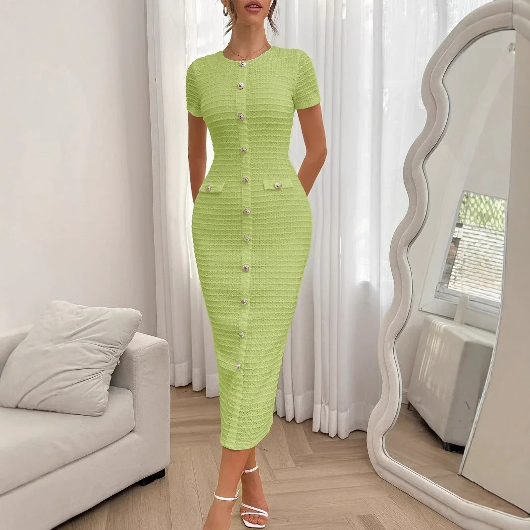 Button slim fit dress for women's clothing eprolo