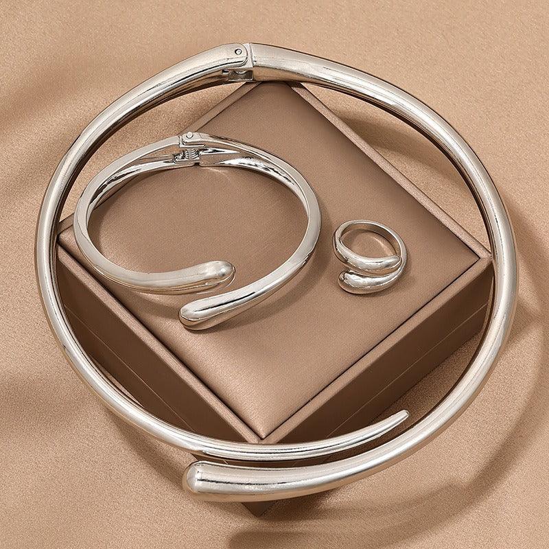 Simple metal temperament geometric circular smooth surface women eprolo