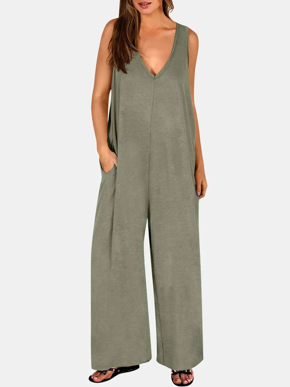 V-Neck Wide Strap Jumpsuit eprolo