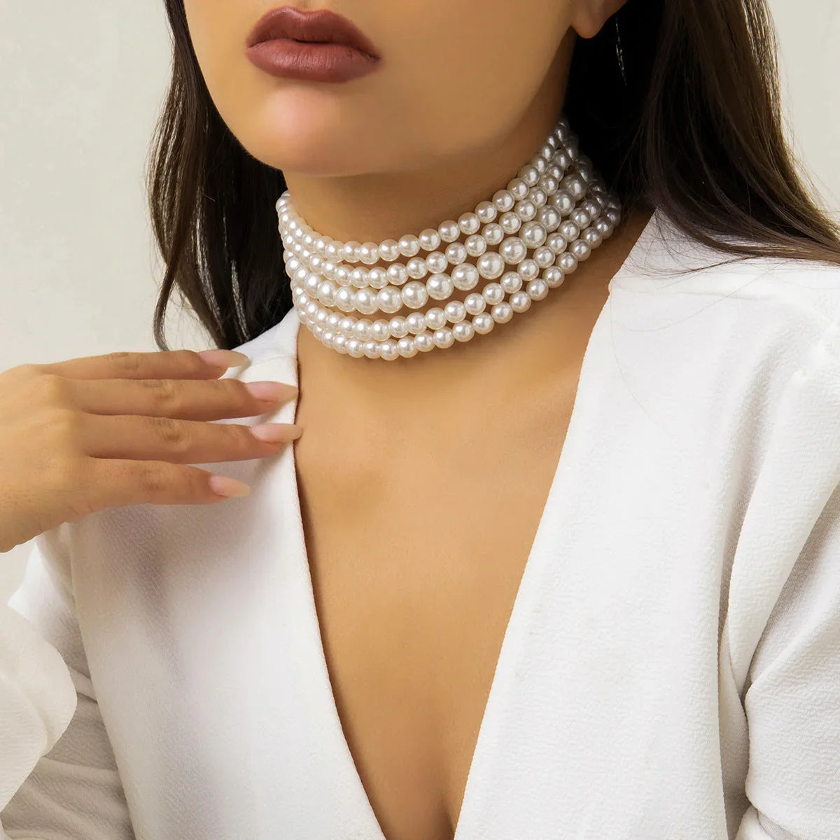 Popular Necklaces Handmade Multi layer Pearl Necklaces Neck Accessories Female Choker eprolo