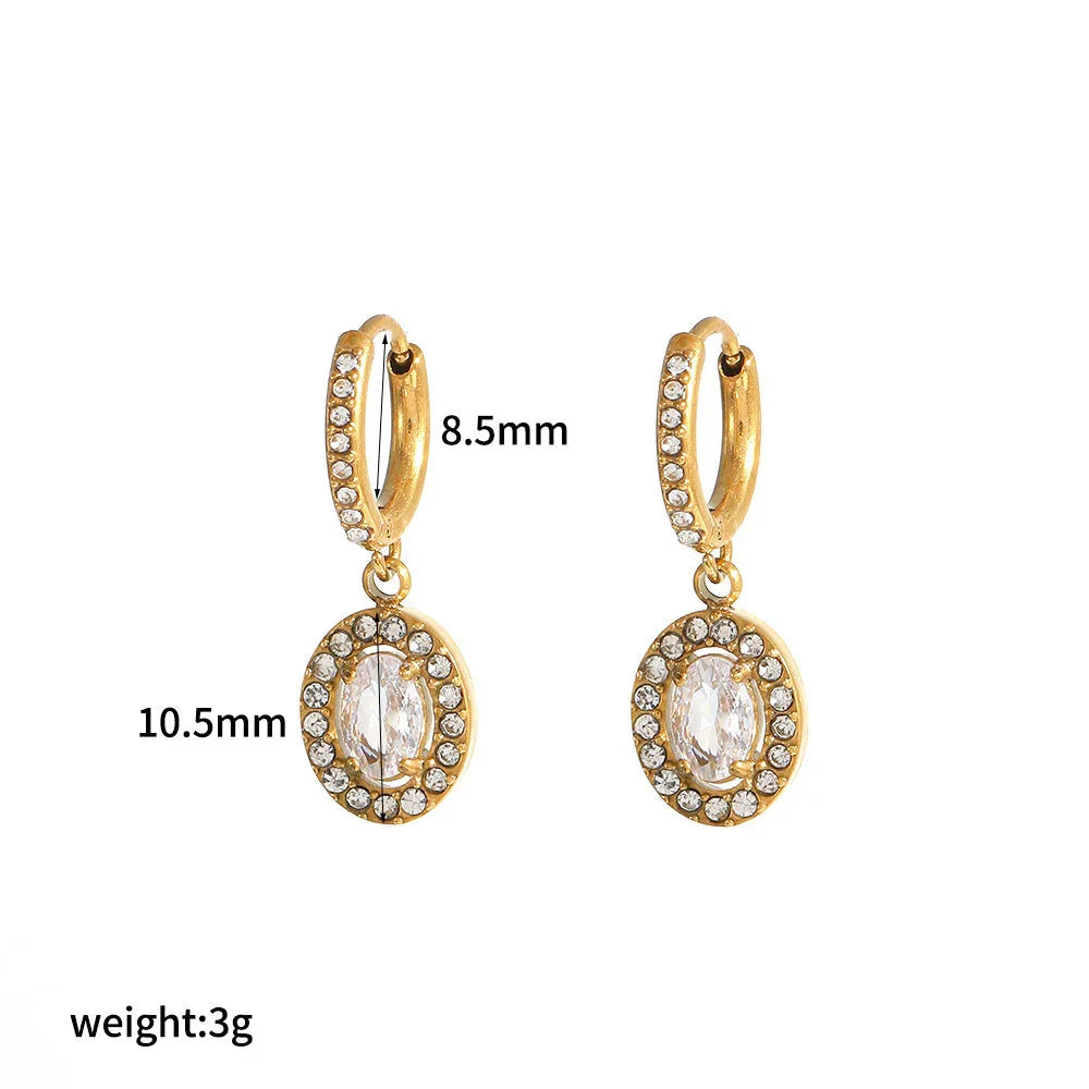 Red Style Light Luxury Rhinestone Zircon Stainless Steel Necklace Women's High-grade Earrings CJDROPSHIPPING