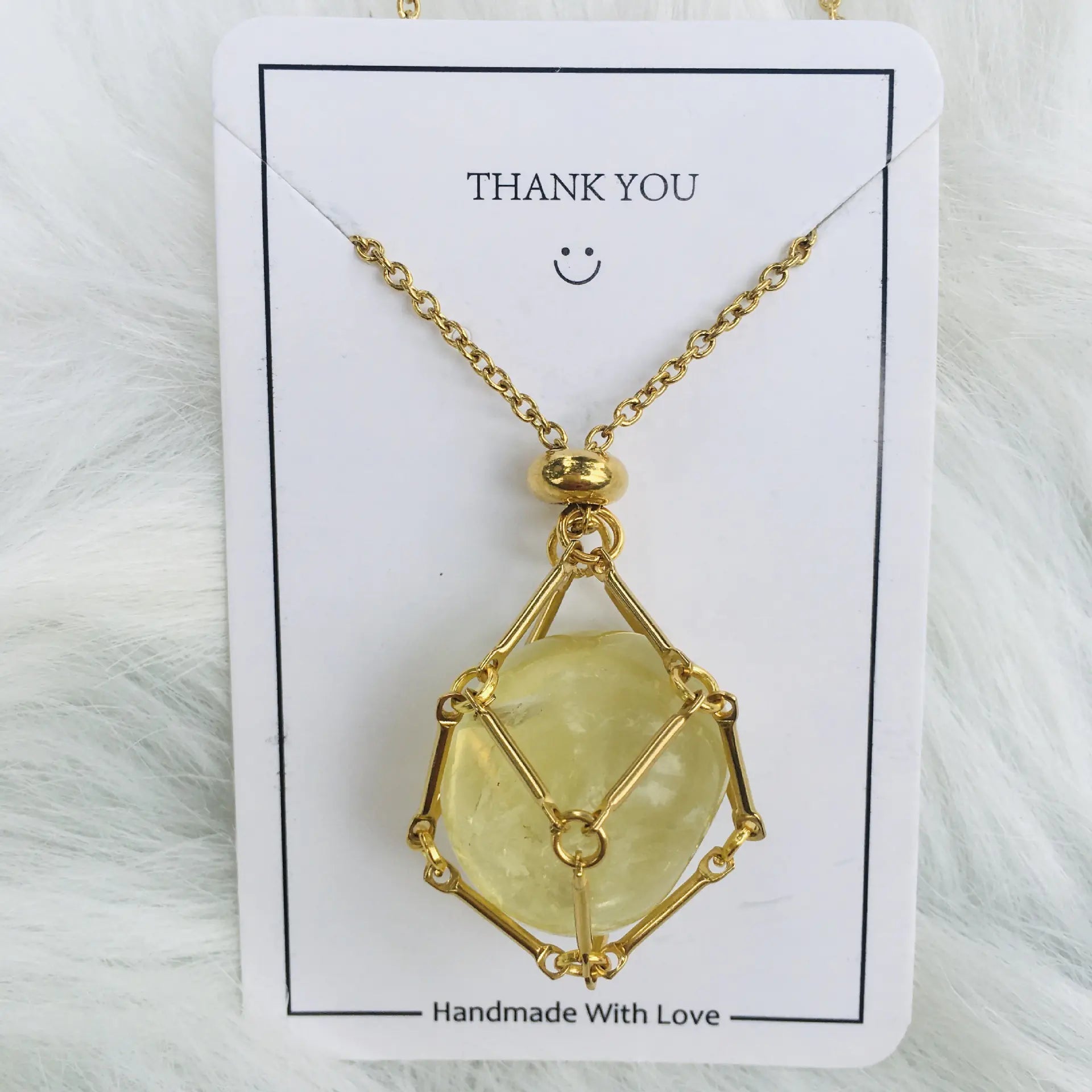 Crystal Raw Stone Pendant Necklace ZENDROP