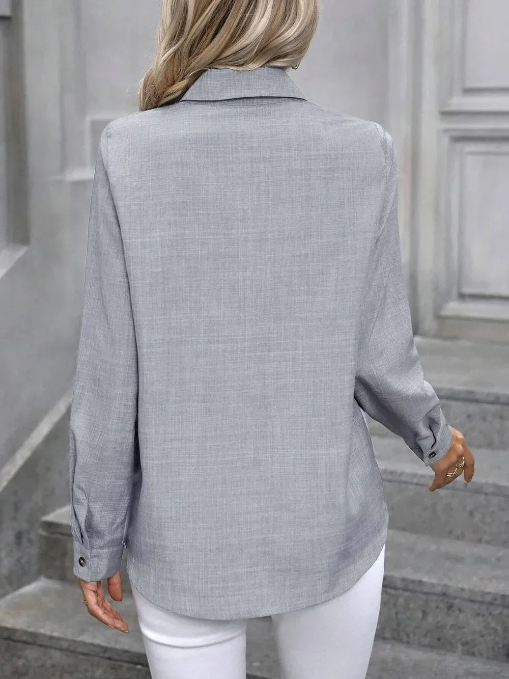 Button Up Collared Neck Long Sleeve Shirt eprolo