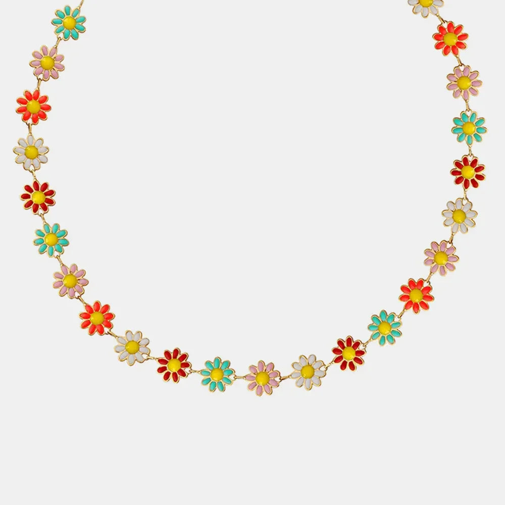 Titanium Steel Oil Drip Flower Necklace eprolo