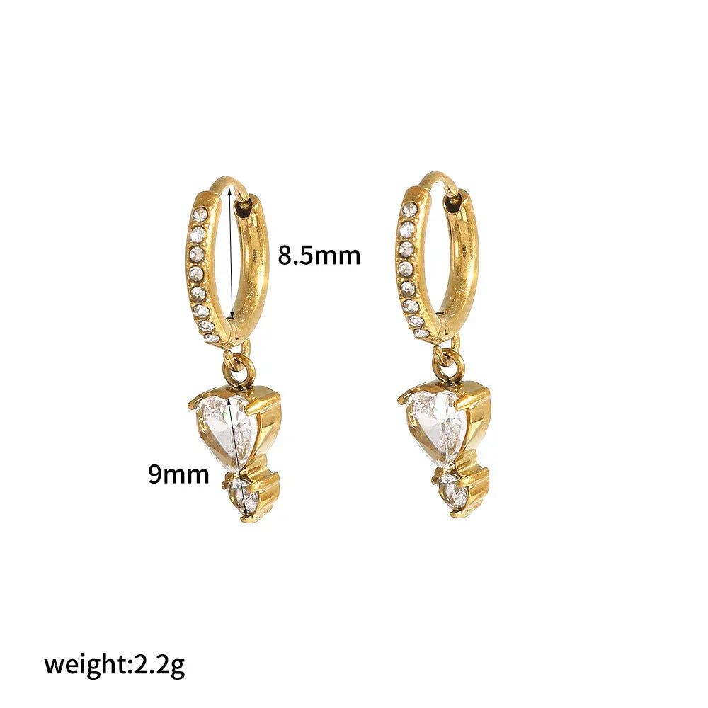 Red Style Light Luxury Rhinestone Zircon Stainless Steel Necklace Women's High-grade Earrings CJDROPSHIPPING